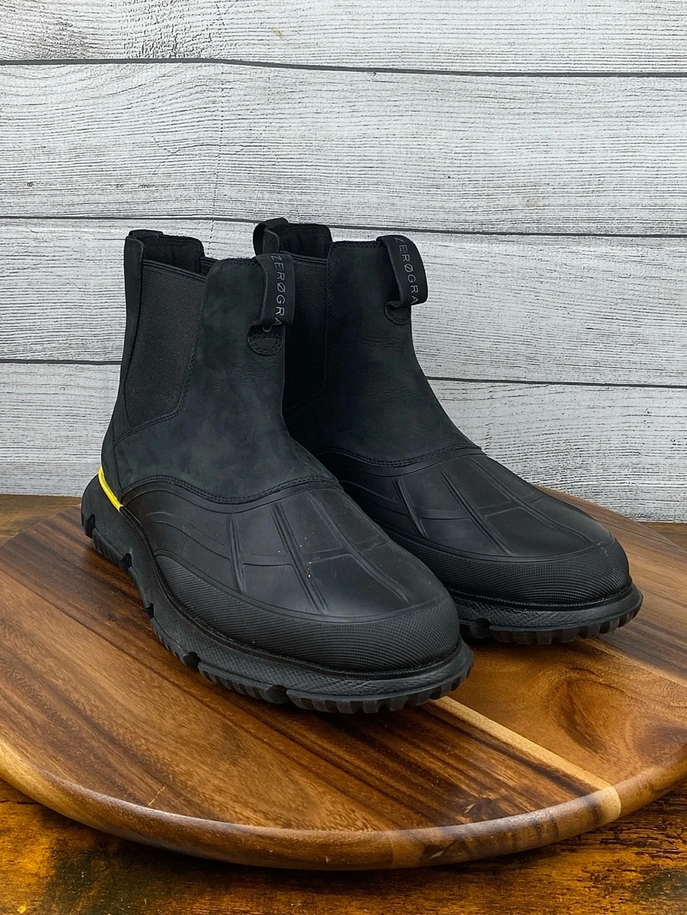 Cole Haan 4.ZEROGRAND Chelsea Lightweight Black WP Rain Boot C34055 Mens Size 13